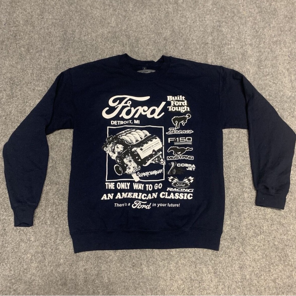 Ford - Navy Vintage Graphic Oversized Long Sleeve Crewneck Sweatshirt